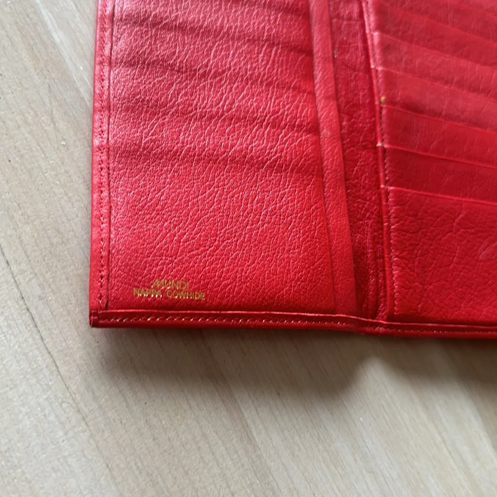 Vintage Mundi red Nappa cowhide leather wallet